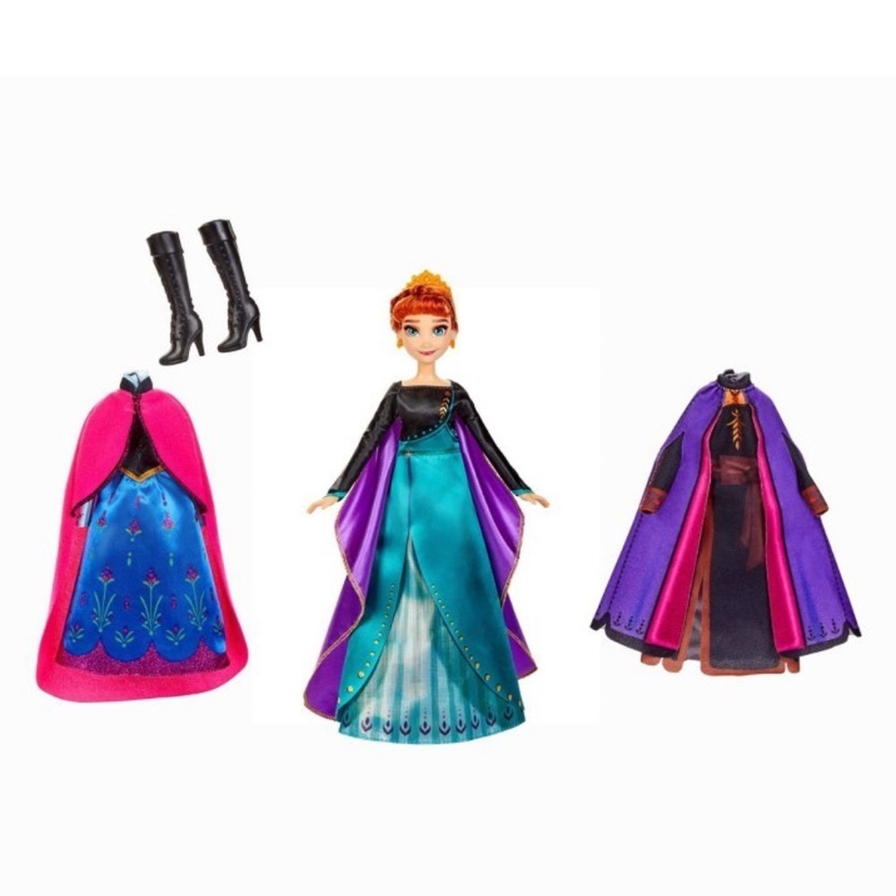 NWT Disneys frozen 2 anna style set 3 gowns dresses boots doll shoes doll